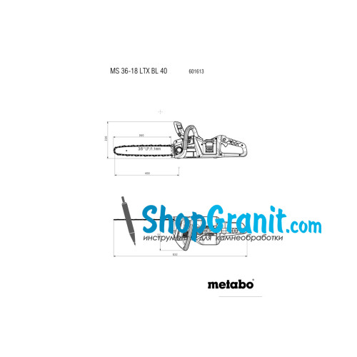 Акумуляторна ланцюгова пила Metabo MS 36-18 LTX BL 40 (601613850)