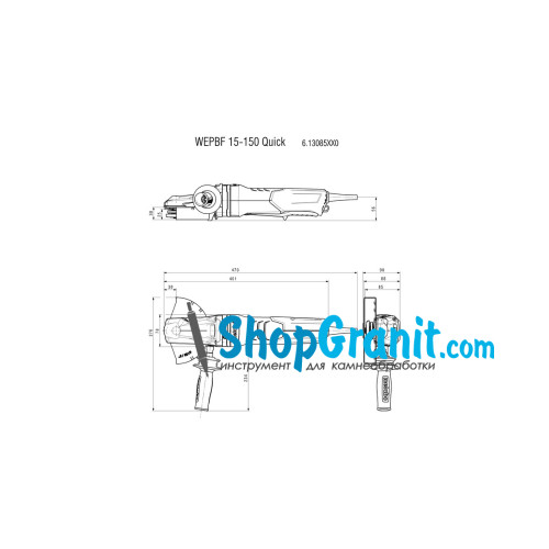 Кутова шліфмашина (болгарка) з плоским корпусом редуктора Metabo WEPBF 15-150 Quick (613085000)
