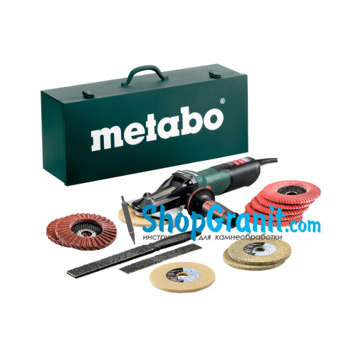 Кутова шліфмашина (болгарка) з плоским корпусом редуктора Metabo WEVF 10-125 Quick Inox Set (613080500)
