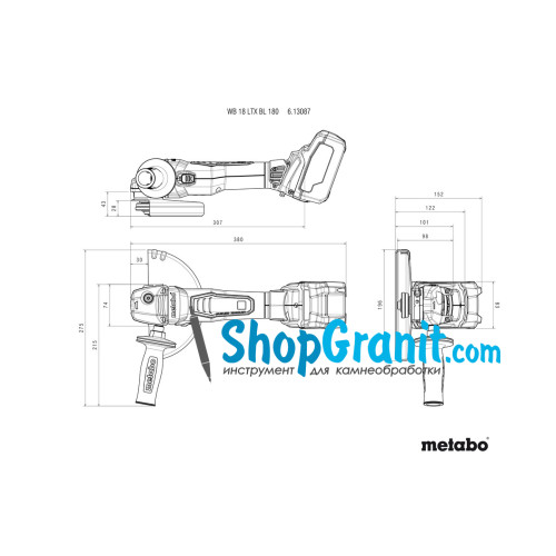 Акумуляторна кутова шліфмашина (болгарка) Metabo WB 18 LTX BL 180 (613087840)