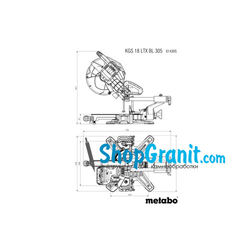 Акумуляторна торцювальна пила Metabo KGS 18 LTX BL 305 (614305810)