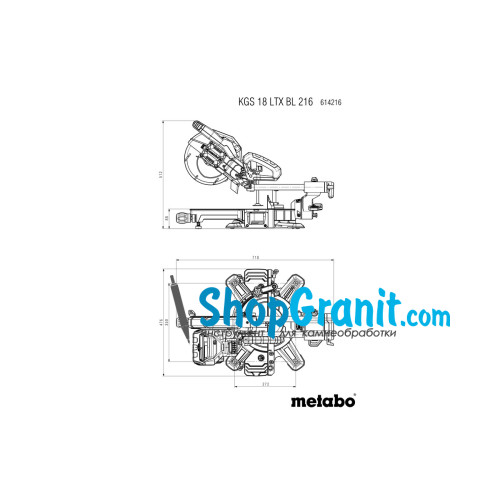 Акумуляторна торцювальна пила Metabo KGS 18 LTX BL 216 (614216920)