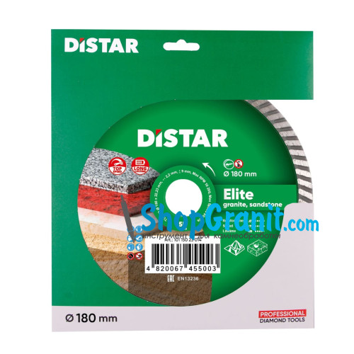 Круг алмазний вiдрiзний Distar Turbo 180x2,4x9x22,23 Elite -10115023014- Граніт, Мармур