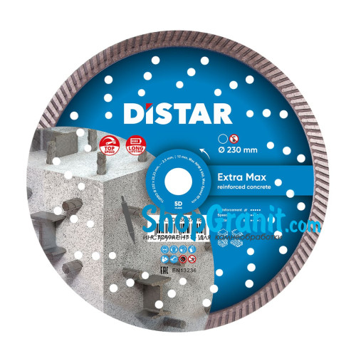 Круг алмазний вiдрiзний Distar Turbo 232x2,5x12x22,23 Extra Max -10115027018- Цегла, Клінкер, черепиця, Бетон високоармований, Бетон армований, Тротуарна плитка