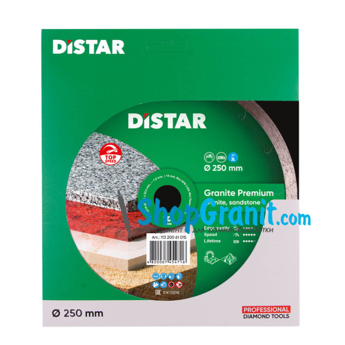 Круг алмазний вiдрiзний Distar 1A1R 250x1,8x10x25,4 Granite Premium -11320061019- Граніт, Мармур