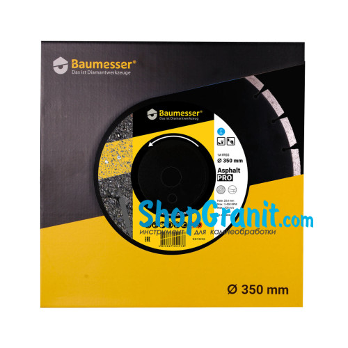 Круг алмазний вiдрiзний 1A1RSS/C3 350x3,5/2,5x10x25,4-11,5-24 HIT Baumesser Asphalt Pro -94320005024- Бетон свіжовкладений, Асфальт