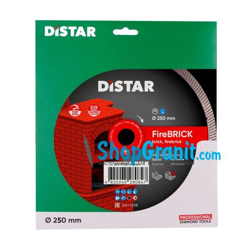 Круг алмазний вiдрiзний Distar 1A1R 250x1,9/1,5x11x25,4 FireBRICK -11120159015- Цегла, Цегла тверда, вогнтривкі матеріали