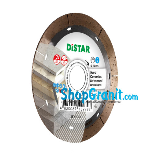 Круг алмазный отрезной Distar 1A1R 115x1,6/1,2x10x22,23 Hard ceramics Advanced -11115528010- Гранит, Керамогранит, Керамика
