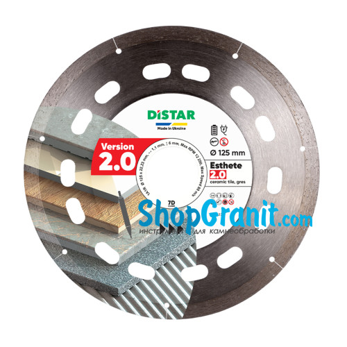 Круг алмазный отрезной Distar 1A1R 125x1,1/0,9x6x22,23 Esthete 2.0 -10126024010- Керамика, Керамогранит