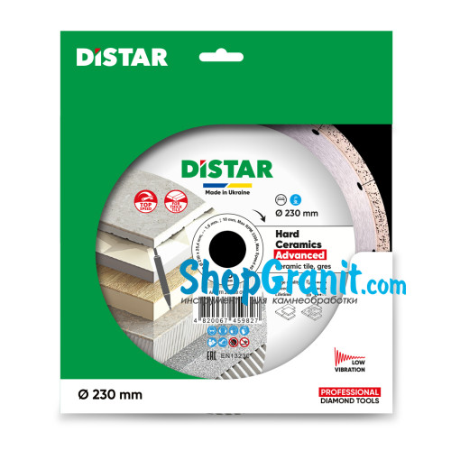 Круг алмазный отрезной Distar 1A1R 230x1,6/1,2x10x25,4 Hard ceramics Advanced -11120528017- Гранит, Керамогранит, Керамика, Дектон