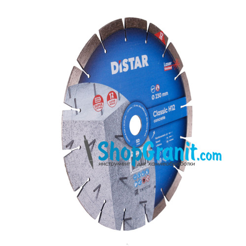 Круг алмазный отрезной Distar 1A1RSS/C3-W 232x2,4/1,6x22,23-16-ARP 38x2,4x10+2 R105 Classic H12 -12315011018- Бетон неармированный, Кирпич твердый, огнеупорные материалы, Бетон армированный, Тротуарная плитка