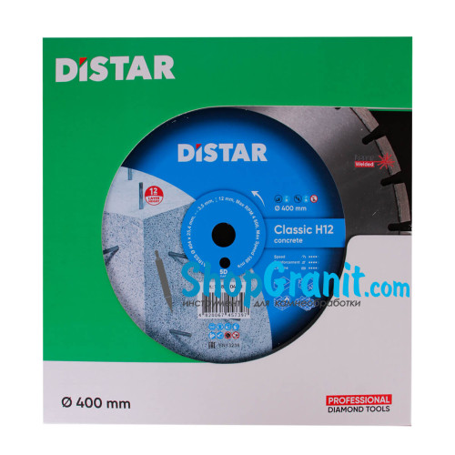 Круг алмазный отрезной Distar 1A1RSS/C1-W 404x3,5/2,5x25,4-11,5-24-ARP 40x3,5x10+2 R190 Classic H12 -12185004121- Бетон неармированный, Кирпич твердый, огнеупорные материалы, Бетон армированный