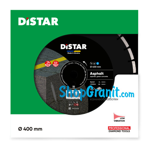 Круг алмазный отрезной Distar 1A1RSS/C3 400x3,5/2,5x10x25,4-11,5-28 HIT Asphalt -10170085108- Бетон свежеуложенный, Асфальт