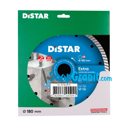 Круг алмазний вiдрiзний Distar Turbo 180x2,4x9x22,23 Extra -10115028014- Цегла, Бетон високоармований, Бетон армований
