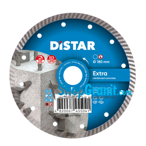 Круг алмазний вiдрiзний Distar Turbo 180x2,4x9x22,23 Extra -10115028014- Цегла, Бетон високоармований, Бетон армований