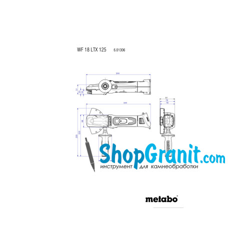 Аккумуляторная угловая шлифмашина с плоским редуктором (болгарка) Metabo WF 18 LTX 125 Quick (601306660)