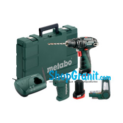 Аккумуляторная ударная дрель METABO PowerMaxx SB Basic Set (600385910) 10.8V 2x2Ah Li-Ion, Зарядное устройство LC 40, Пластиковый кофр, Силовой адаптер аккумуляторного блока PowerMaxx PA + коробка с насадками (9 единиц)
