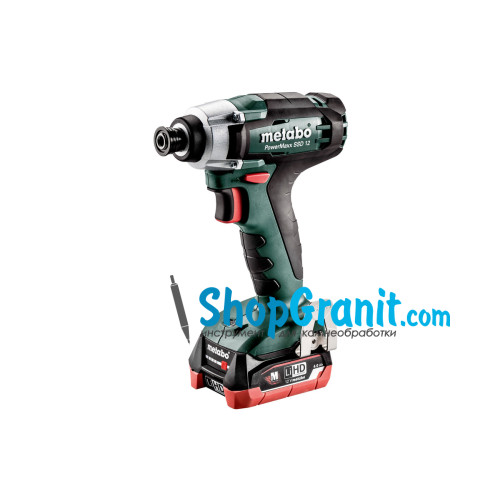 Аккумуляторный ударный гайковерт METABO PowerMaxx SSD 12 (601114800) 12V 2x4Ah LiHD, Зарядное устройство ASC 55, пластиковый кофр