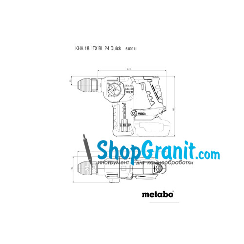 Aккумуляторный перфоратор METABO KHA 18 LTX BL 24 Quick (600211510) 18V 1x5.5Ah / 1x3.5Ah LiHD, Зарядное устройство ASC 55, Пластиковый кофр, со сменным патроном Metabo-Quick