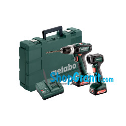 Аккумуляторная ударная дрель METABO Set PowerMaxx SB 12 (601076900) 12V 2x2Ah Li-Ion, Зарядное устройство SC 30, Пластиковый кофр, с аккумуляторным фонарем PowerMaxx ULA 12 LED