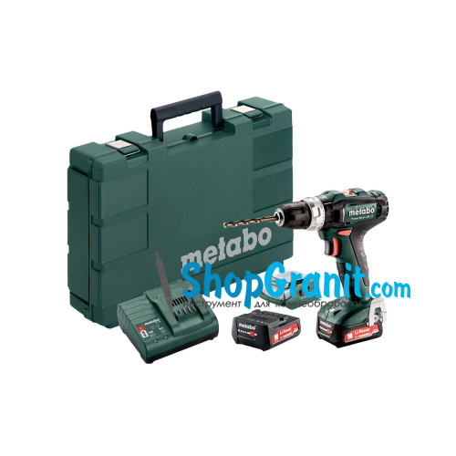 Аккумуляторная ударная дрель METABO Set PowerMaxx SB 12 (601076910) 12V 2x2Ah Li-Ion, Зарядное устройство SC 30, Пластиковый кофр, с силовым адаптером PowerMaxx PA 12 LED-USB