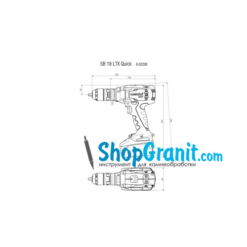 Аккумуляторная ударная дрель METABO SB 18 LTX Quick (602200650) 18V 2x5.2Ah Li-Ion, Зарядное устройство ASC 55, metaBOX 145 L