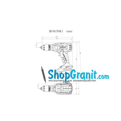 Аккумуляторная ударная дрель METABO SB 18 LTX BL I (602352650) 18V 2x5.2Ah Li-Ion, Зарядное устройство ASC 55, metaBOX 145 L