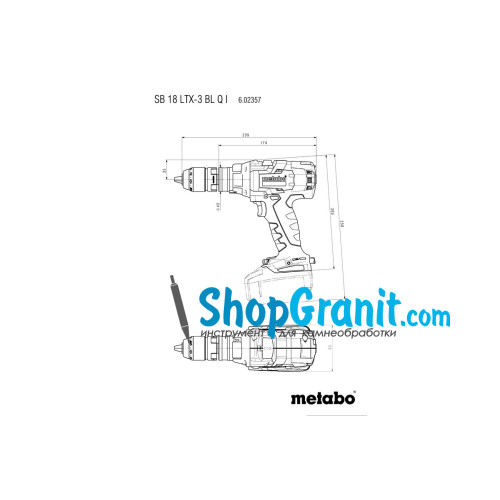 Аккумуляторная ударная дрель METABO SB 18 LTX-3 BL Q I (602357660) 18V 2x5.5Ah LiHD, Зарядное устройство ASC 145, metaBOX 145 L