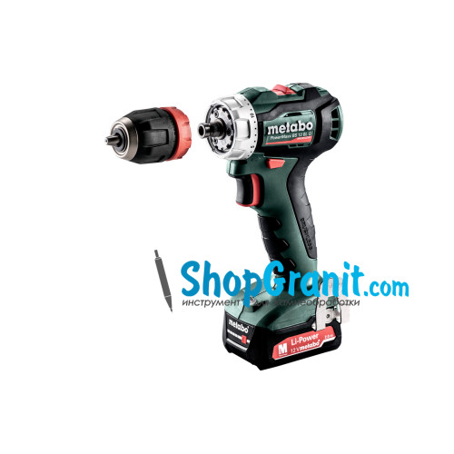 Аккумуляторная дрель-шуруповерт METABO PowerMaxx BS 12 BL Q (601039500) 12V 2x2Ah Li-Ion, Зарядное устройство SC 30, metaBOX 118