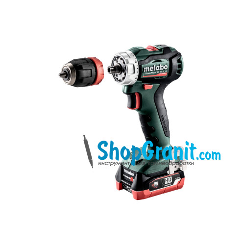 Аккумуляторная дрель-шуруповерт METABO PowerMaxx BS 12 BL Q (601039800) 12V 2x4Ah LiHD, Зарядное устройство ASC 55, metaBOX 118