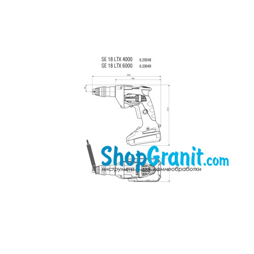 Аккумуляторный шуруповерт для гипсокартона METABO SE 18 LTX 6000 + SM 5-55 (620049510) 18V 2x2Ah Li-Ion, Зарядное устройство ASC 55, пластиковый кофр