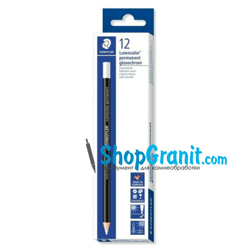 Карандаш белый STAEDTLER 108 20-0 Lumocolor permanent glasochrom для камня, стекла, металла, пластика
