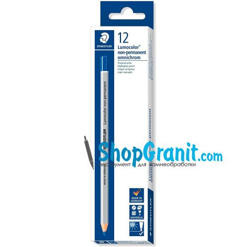 Карандаш синий STAEDTLER 108-3 Lumocolor non-permanent omnichrom для камня, стекла, металла, пластика