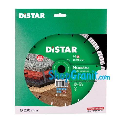 Алмазний вiдрiзний круг, диск DiStar 1A1RSS/C3-W 230x2,6/1,8x12x22,23-16 Maestro -12315051017- Граніт, Піщаник абразивний, Мармур